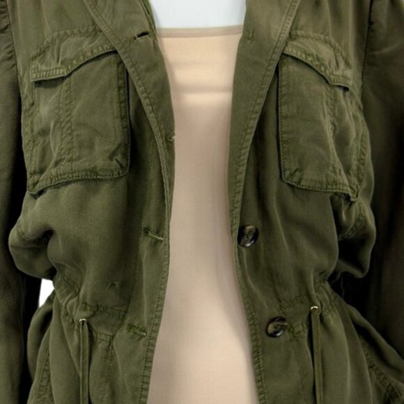 White House Black Market Olive Soft Utility Jacket — Cinched Waist — Size 8 - Picture 3 of 9
